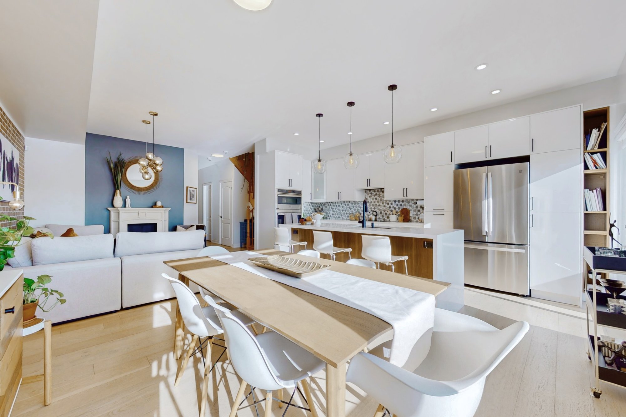 Vacant staging — open concept kitchen and living room